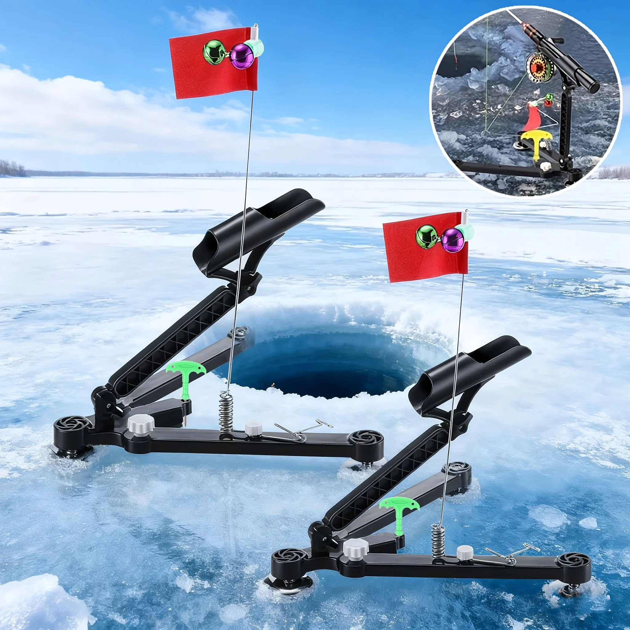 Ice Fishing Tip Up - 1 conjunto de suporte para vara