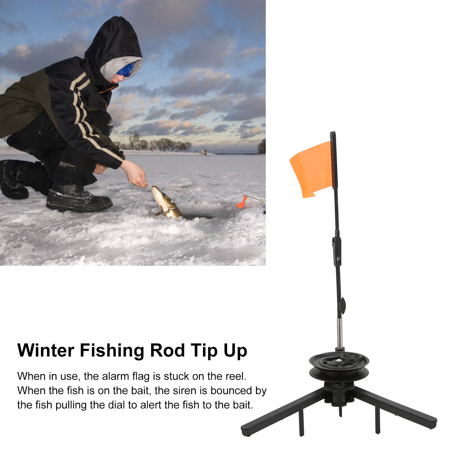 Ice Fishing Tip Up - Vara de pesca no gelo dobrável